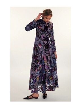 Free People Bali Painterly Paisley Velvet Maxi Dress